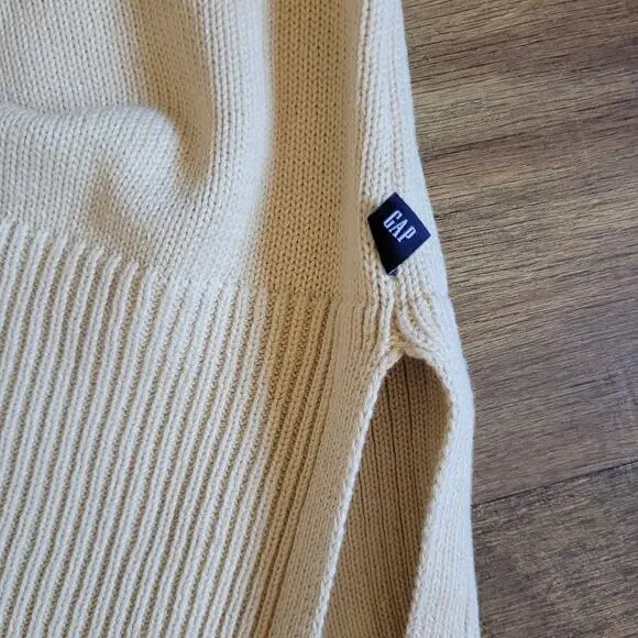 Gap Women's Large Crewneck Cream Knit Sweater Ribbed Cuffs/Hem Cozy - Picture 6 of 9